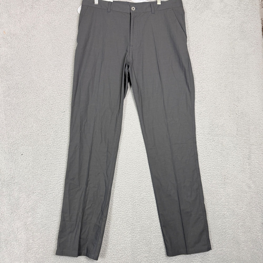Ashworth Mens Golf Pants Gray Performance Textured Flat Front Trousers 34